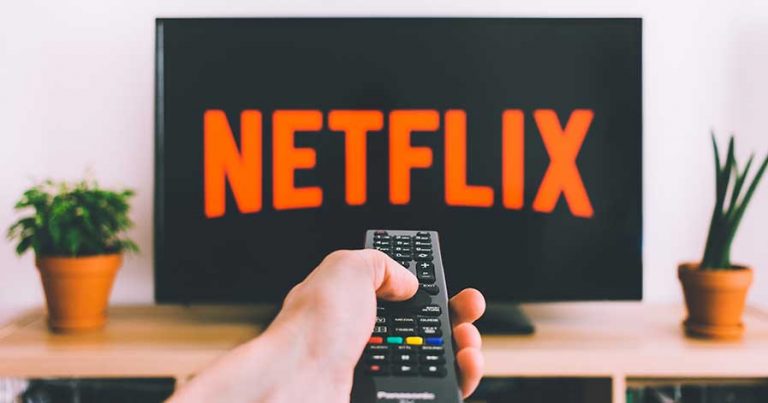 Someone watching Netflix on their TV at home
