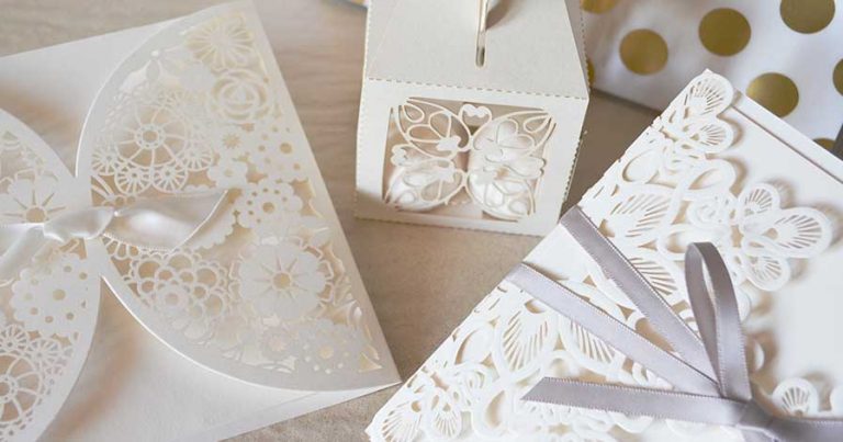Bridal shower cards and gifts on a table.