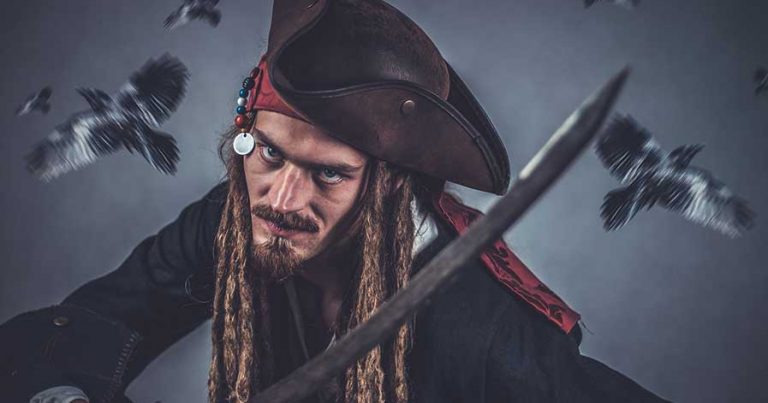A man dressed up as a pirate.