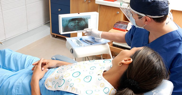 Woman at the dentist