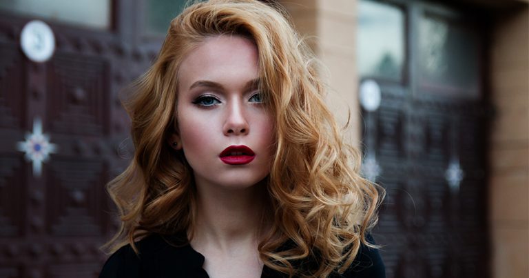 Woman with contour make up on