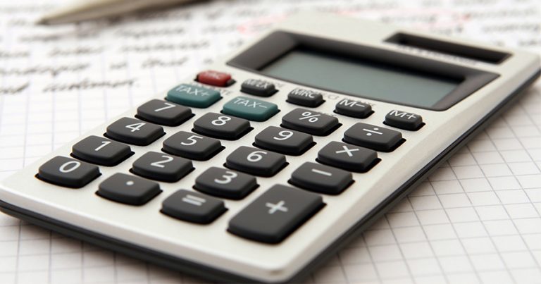 Calculator on a budget sheet