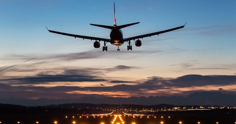 Plane taking off from runway