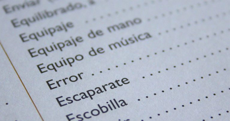 Spanish words on paper