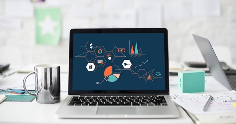 Charts on a laptop screen