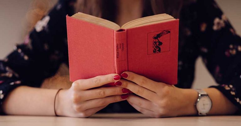 A woman reading a book