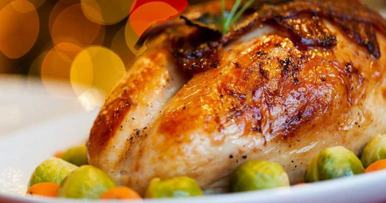 A turkey dinner set on a table
