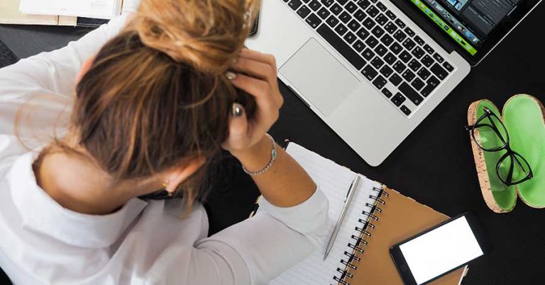 A female student studying at her desk