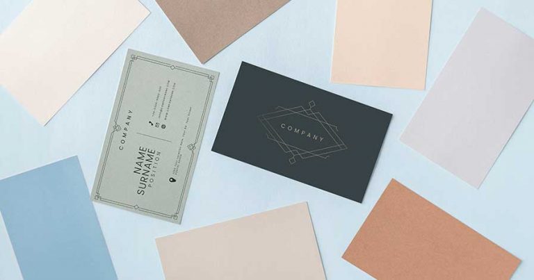 Business cards laying on a table