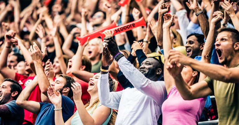 Football fans cheering in the stands