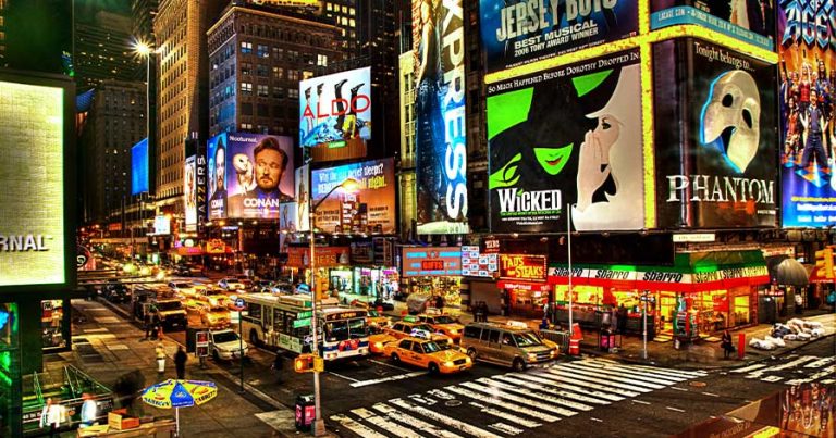 The intersection of Broadway in New York City.