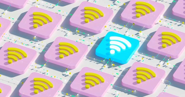 A pattern of Wi-Fi symbols.