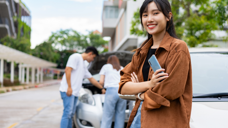 Woman in a car accident